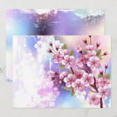 Roze Sakura op geschilderde achtergrond Menu (Voorkant / Achterkant)