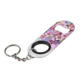 Roze Sakura op geschilderde achtergrond Mini Flessenopener (Voorkant Gekanteld)