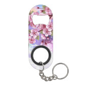 Roze Sakura op geschilderde achtergrond Mini Flessenopener (Achterkant)