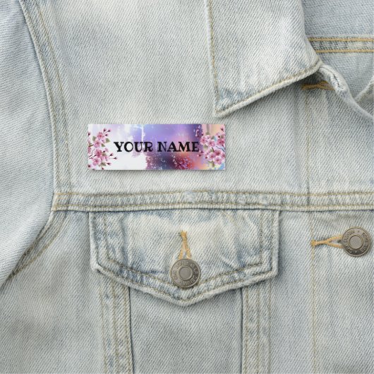 Roze Sakura op geschilderde achtergrond Naamplaatje (In situ)