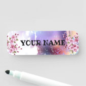 Roze Sakura op geschilderde achtergrond Naamplaatje (In situ)