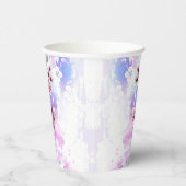 Roze Sakura op geschilderde achtergrond Papieren Bekers (Rechts)