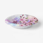 Roze Sakura op geschilderde achtergrond Papieren Kommen (Gebogen)