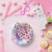Roze Sakura op geschilderde achtergrond Papieren Kommen (Feest)