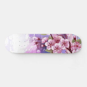 Roze Sakura op geschilderde achtergrond Persoonlijk Skateboard