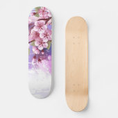 Roze Sakura op geschilderde achtergrond Persoonlijk Skateboard (Voorkant)