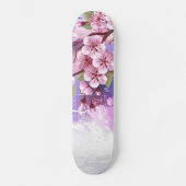 Roze Sakura op geschilderde achtergrond Persoonlijk Skateboard (Voorkant)
