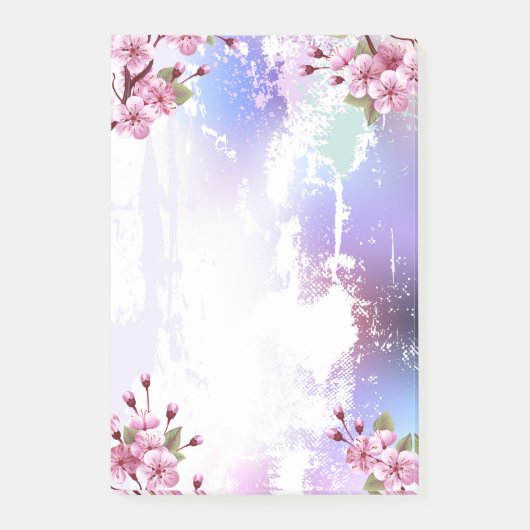 Roze Sakura op geschilderde achtergrond Post-it® Notes (Voorkant)