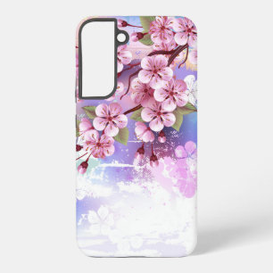 Roze Sakura op geschilderde achtergrond Samsung Galaxy Hoesje
