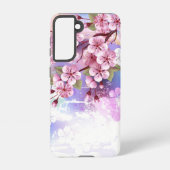 Roze Sakura op geschilderde achtergrond Samsung Galaxy Hoesje (Achterkant)