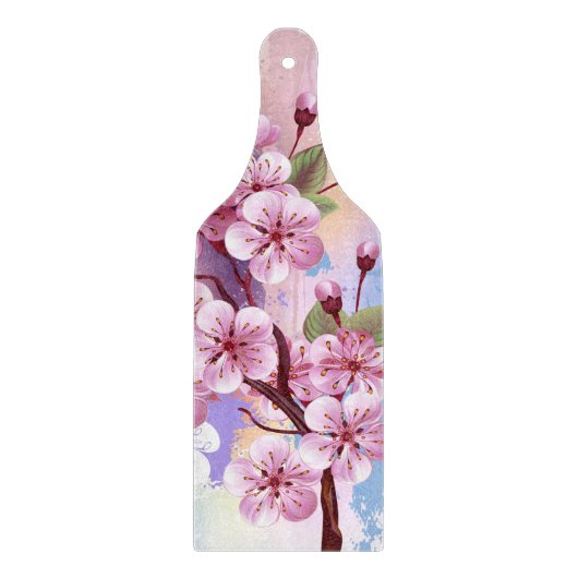 Roze Sakura op geschilderde achtergrond Snijplank (Voorkant)