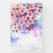 Roze Sakura op geschilderde achtergrond Spandoek (Verticaal)