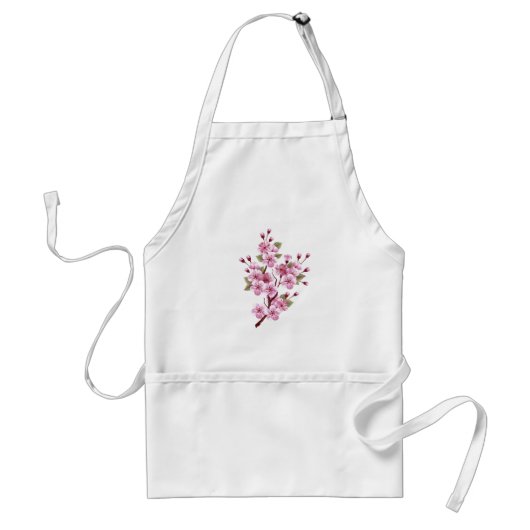 Roze Sakura op geschilderde achtergrond Standaard Schort (Voorkant)