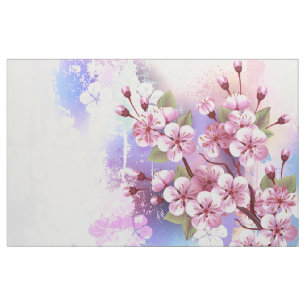 Roze Sakura op geschilderde achtergrond Stof