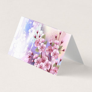 Roze Sakura op geschilderde achtergrond Visitekaartje