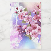 Roze Sakura op geschilderde achtergrond Voedselcontainer Etiket (Enkel label)
