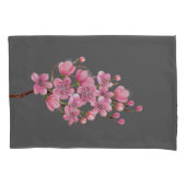 Roze Sakura op Gray Pair van Pillowcases Kussensloop (Voorkant-Links)