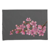 Roze Sakura op Gray Pair van Pillowcases Kussensloop (Voorkant-Rechts)