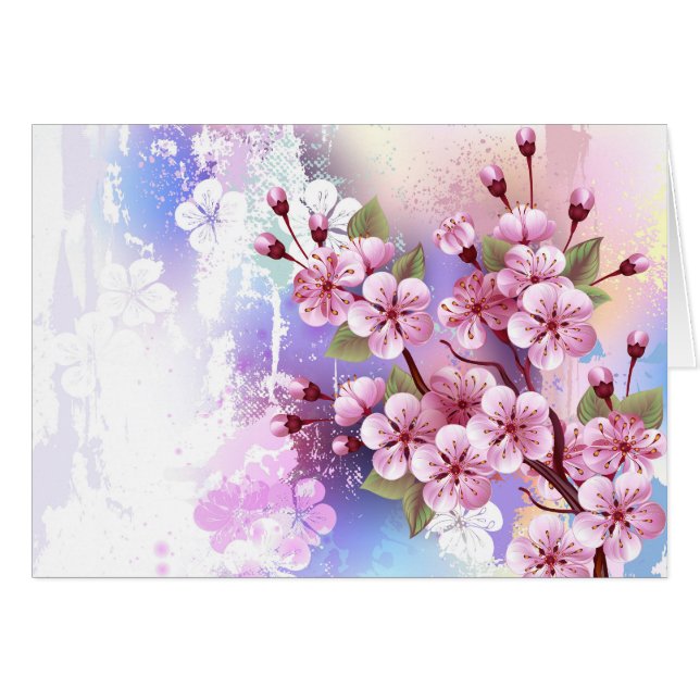 Roze Sakura op het schilderen Achtergrond (Voorkant Horizontaal)