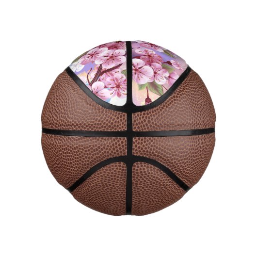Roze Sakura op het schilderen Achtergrond Basketbal (Rechts)