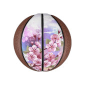 Roze Sakura op het schilderen Achtergrond Basketbal (Verticaal)