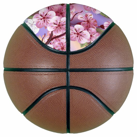 Roze Sakura op het schilderen Achtergrond Basketbal (Rechts)