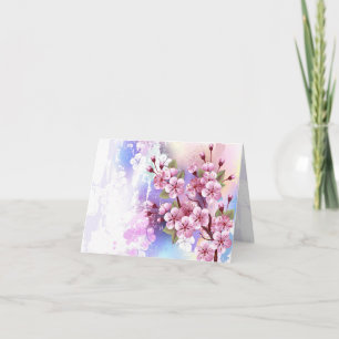 Roze Sakura op het schilderen Achtergrond Bedankkaart
