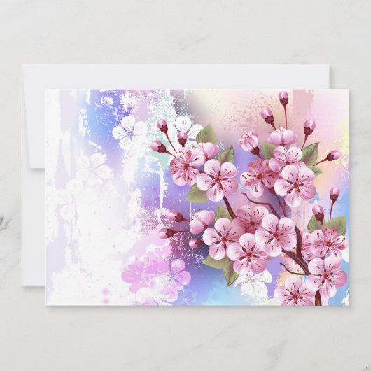 Roze Sakura op het schilderen Achtergrond Bedankkaart (Voorkant)