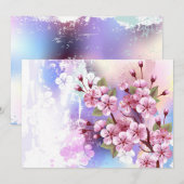 Roze Sakura op het schilderen Achtergrond Bedankkaart (Voorkant / Achterkant)