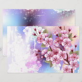 Roze Sakura op het schilderen Achtergrond Briefpapier (Voorkant / Achterkant)