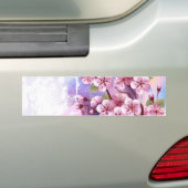 Roze Sakura op het schilderen Achtergrond Bumpersticker (Op auto)