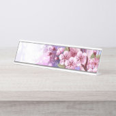 Roze Sakura op het schilderen Achtergrond Bureau Naambordje (Voorkant)