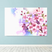 Roze Sakura op het schilderen Achtergrond Canvas Afdruk (Insitu (Houten vloer))
