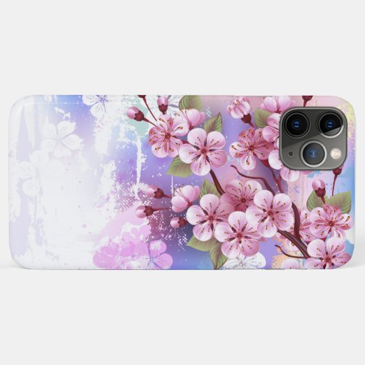 Roze Sakura op het schilderen Achtergrond Case-Mate iPhone Case (Achterkant (horizontaal))