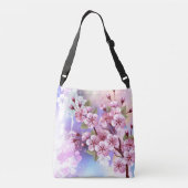 Roze Sakura op het schilderen Achtergrond Crossbody Tas (Achterkant)
