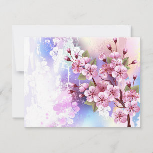 Roze Sakura op het schilderen Achtergrond Feestdagenkaart