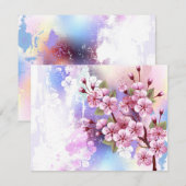 Roze Sakura op het schilderen Achtergrond Feestdagenkaart (Voorkant / Achterkant)