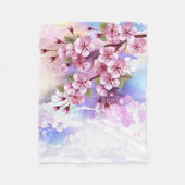 Roze Sakura op het schilderen Achtergrond Fleece Deken (Voorkant)