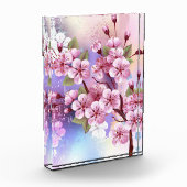 Roze Sakura op het schilderen Achtergrond Fotoblokken (Links)