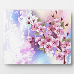 Roze Sakura op het schilderen Achtergrond Fotoplaat