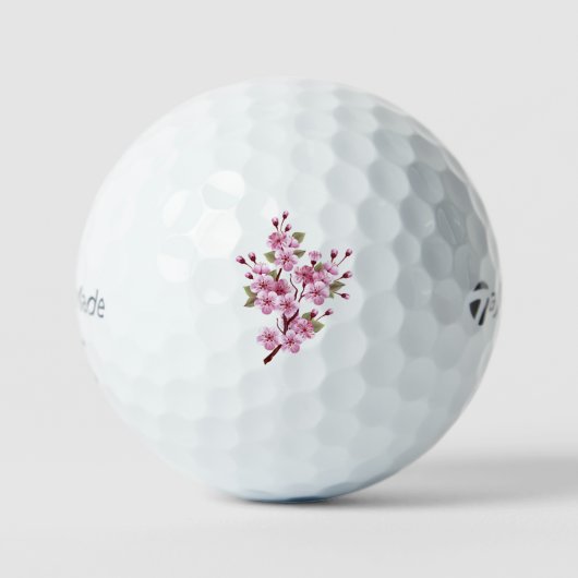 Roze Sakura op het schilderen Achtergrond Golfballen (Voorkant)