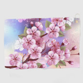 Roze Sakura op het schilderen Achtergrond Golfhanddoek (Horizontaal)