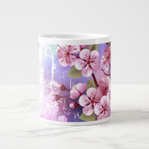 Roze Sakura op het schilderen Achtergrond Grote Koffiekop
