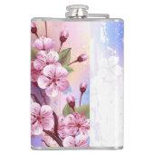 Roze Sakura op het schilderen Achtergrond Heupfles (Achterkant)