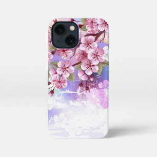 Roze Sakura op het schilderen Achtergrond iPhone 13 Mini Hoesje