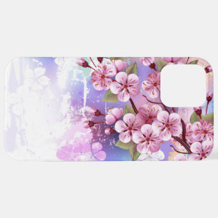 Roze Sakura op het schilderen Achtergrond iPhone 12 Pro Max Hoesje
