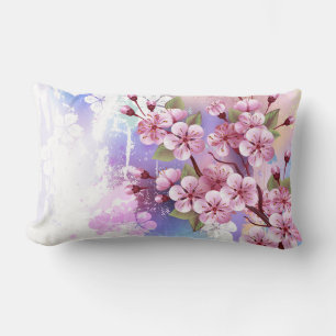 Roze Sakura op het schilderen Achtergrond Kussen