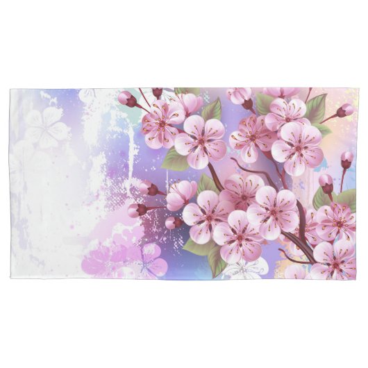Roze Sakura op het schilderen Achtergrond Kussensloop (Voorkant)
