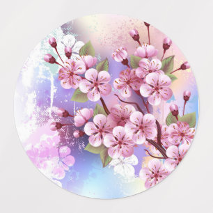 Roze Sakura op het schilderen Achtergrond Labels