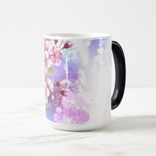 Roze Sakura op het schilderen Achtergrond Magische Mok (Voorkant rechts)